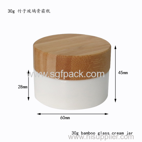 150ml white glass bottle bamboo cap