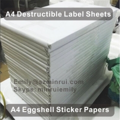 Factory Provide A4 Destructive Eggshell Sticker Papers Custom Breakable Ultra Destructible Vinyl Materials in A4 Sheets