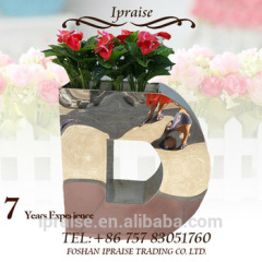 Letters vase for the garden decoration with mirror
