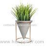 Funnel Shaped Handmake Concrete Flower Vase Custom With Metal Holder