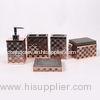 Gold Concrete Toothbrush Holder With Metal Mesh / 5 Pcs Resin Bathroom Set