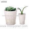 Stripe Rough Concrete Flower Vase / Garden Cement Flower Pots Drainer Bottom