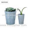 Drainer Screw Thread Blue Concrete Vase Cylinder Decorative Two Size