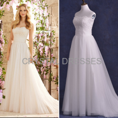 ALBIZIA Simple Lace Tulle Real Photos informal A Line Sweep/Brush Wedding Dresses