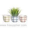 Colorful Stripe Decoration Cement Planter / Lattice Hotel Decoration Concrete Planters