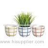 Colorful Stripe Decoration Cement Planter / Lattice Hotel Decoration Concrete Planters