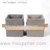 Waterproof Grey Concrete Flower Pots / Cement Plant Pots With Leather Tape