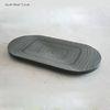 Black Oval Food Concrete Tray Handmake With Rough Pattern 36cm 20 cm 2.5cm