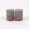 Cylinder Decorative Concrete Candle Holder 2 Pcs With Metal Wire Rack