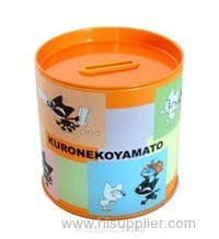 Round tin coin bank