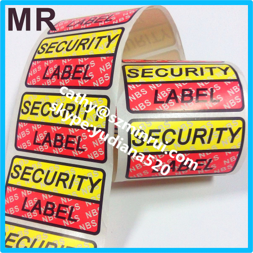 UDV self adhesive sticker type unique custom tamper evident security void sticker label rolls