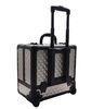 Cosmetic Aluminum Travel Hard Case Trolley with 8 Leather Movable Trays Light Brown