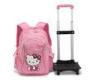 Pink Cartoon Detachable Wheeled Kids Rolling Backpack for School Girls