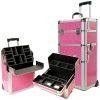 Pink Aluminum Professional Makeup Cases on Wheels EVA Lining 40 * 20 * 50cm
