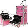 Pink Aluminum Professional Makeup Cases on Wheels EVA Lining 40 * 20 * 50cm