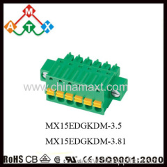 PCB screwless spring pluggable terminal blocks wire connectors with flange replacement of PHOENIX and WAGO