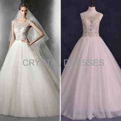 ALBIZIA 2016 New Beading Ivory Jewel Tulle Ball Gown modest Monarch/Royal Wedding Dresses