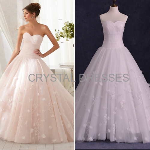 ALBIZIA 2016 Sweet Pleated Handmade Flowers Tulle Ball Gown A-line Wedding Dresses