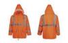 ANSI//ISEA 107-2010 reflective safety rainwear waterproof jacket with detachable hood