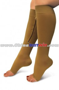 Zipper Compression Socks Zip Leg Support Knee Stockings Sox Open Toe As Seen On TV