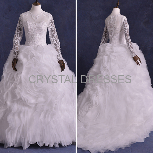 ALBIZIA Gorgeous Embroidery Beading Organza Ball Gown Contoured Court Wedding Dresses