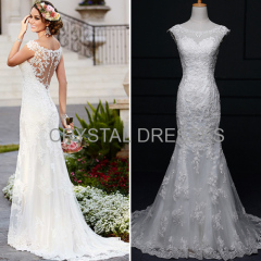 ALBIZIA Fashion Ivory Scoop Lace Tulle Satin allure Mermaid Wedding Dresses