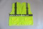 Green Yellow Hi vis safety vest polyester mesh functional pockets with zipper front