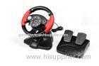 Red / Green Wired USB Video Game Steering Wheel With Vibration