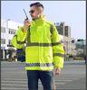 Hi vis reflective raincoat 300D oxford with PU / PVC coated heat transfer reflective tape