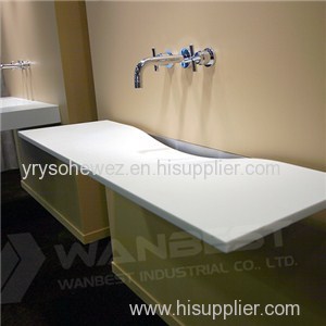 Corian White Floating Vanity Thermoformed Wash Counter