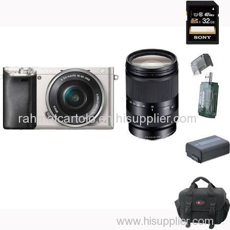 Sony Alpha A6000 Ilce-6000/B Interchangeable Lens Camera with 16-50 mm and 18-200 mm Lens Bundle