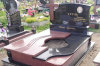 Black and Red Granite Tombstone with Cross