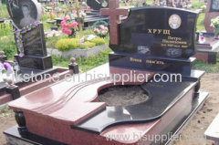 Black and Red Granite Tombstone with Cross