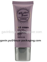 BB skin cream cosmetic tube container with the flat top metalized cap