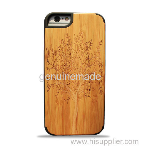 New design premium wood phone case solid phone protective cord back high quaility Iphone6/6P Wisdom Tree