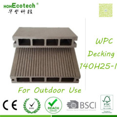 Hollow wood board high quality grooved sanding wpc PE wood composite flooring