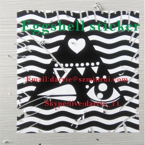 China Top factory of security Eggshell paper Wholesale customized destructible vinyl Eggshell sticker for graffiti