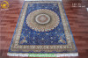 Blue Silk Carpet Middle Medal Persian Carpet 5.5x8ft Handmade Carpet