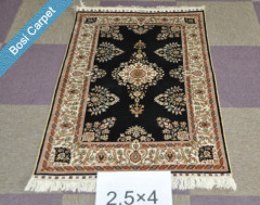 2.5x4 black New Luxury turkish silk handmade carpet rugs