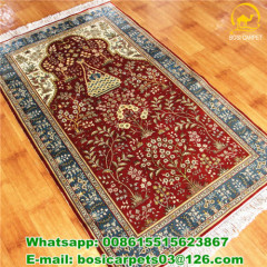 3x5 red color prayer rug pure silk 260lines handmade carpet pray
