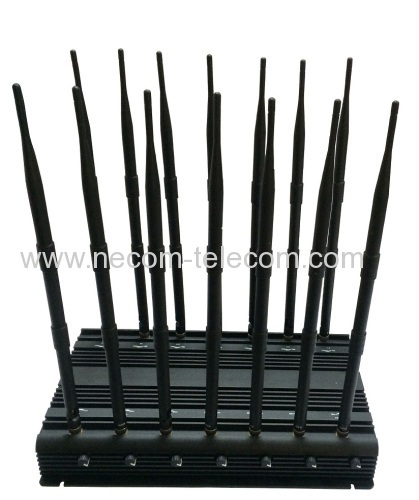 High Power Desktop 14 Bands GSM CDMA 3G 4G GPS L1 WiFi Lojack Cell Phone Jammer Blocking GPS Tracker  WiFi Lojack 