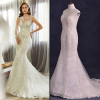 Albizia sparkle Lace Beads Tulle Backless vintage Sweep/Brush Mermaid Wedding Dresses