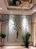 Tree Shape Black Glass Background High Gloss / Interior Reeded Glass Wall Panels