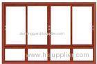 Float Glass Double Interior Aluminium Sliding Windows Waterproof Red Cherry Color