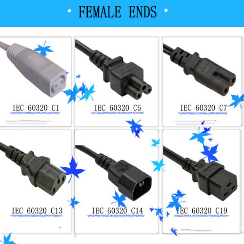 IEC connector female end AC power cord