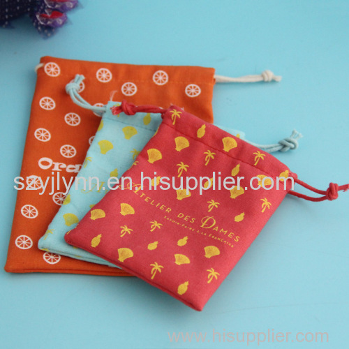 drawstring cotton candy pouch with full printing 