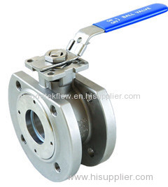 1PC DIN WAFER FLANGED BALL VALVE WITH MOUNTING PAD AND LOCKING HANDLE.