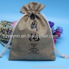customized size jute drawstring pouch with logo printed
