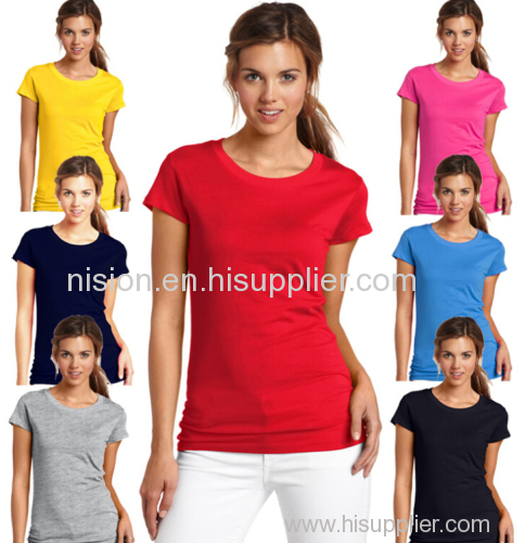 Ladies t shirt round neck 100%cotton material cheap price
