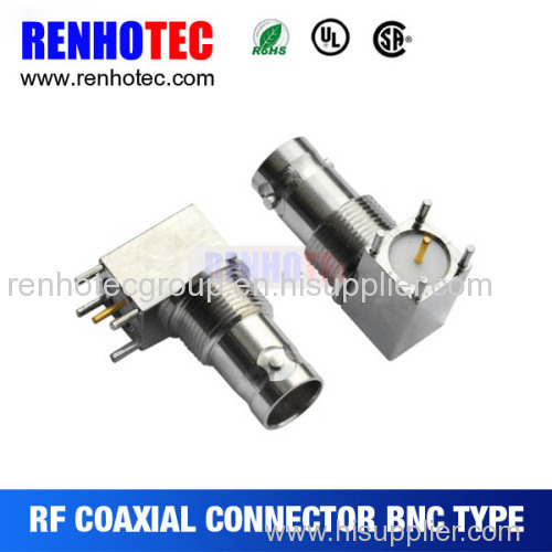 China suppliar right angle 75 ohm bnc connector pcb mount female type